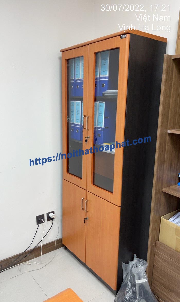 Lắp đặt tủ tài liệu gỗ Hòa Phát NT1960KG tại Vịnh Hạ Long, Quảng Ninh
