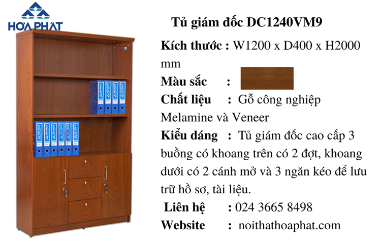 Tủ gỗ Hòa Phát DC1240VM9