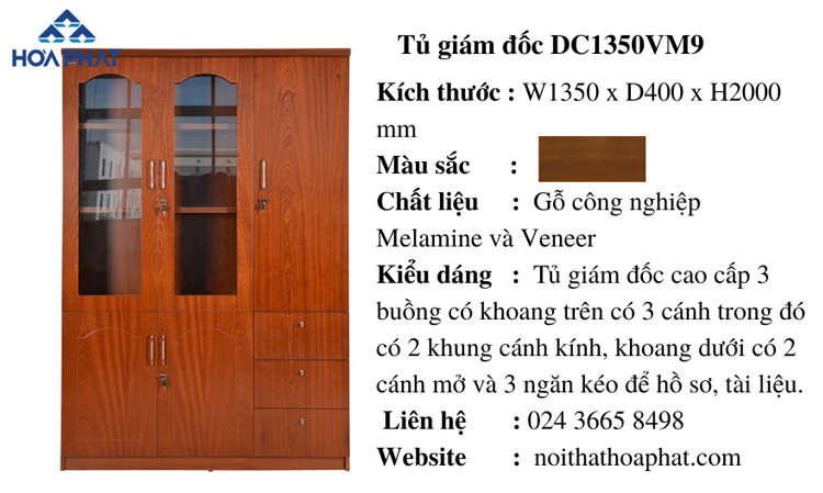 Tủ gỗ Hòa Phát DC1350VM9