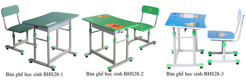 Bộ bàn ghế học sinh điều chỉnh độ cao BHS28