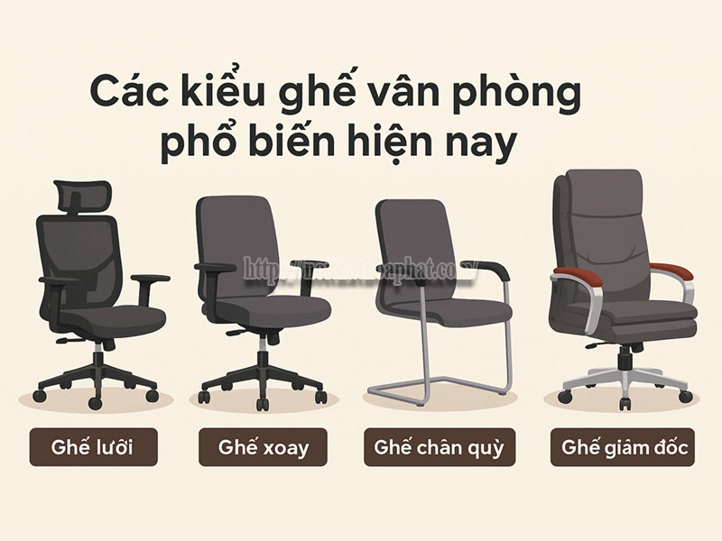 Top 6 Các kiểu ghế văn phòng phổ biến hiện nay