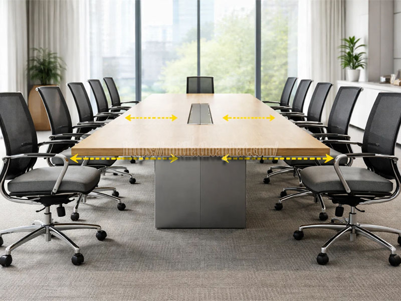 khoảng cách giữa các ghế bàn họp