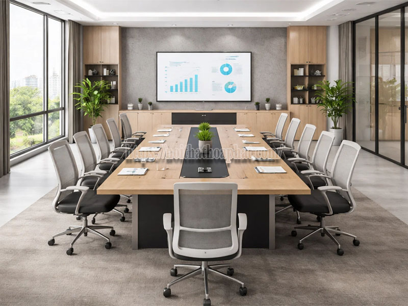 cách bố trí bàn họp đúng chuẩn