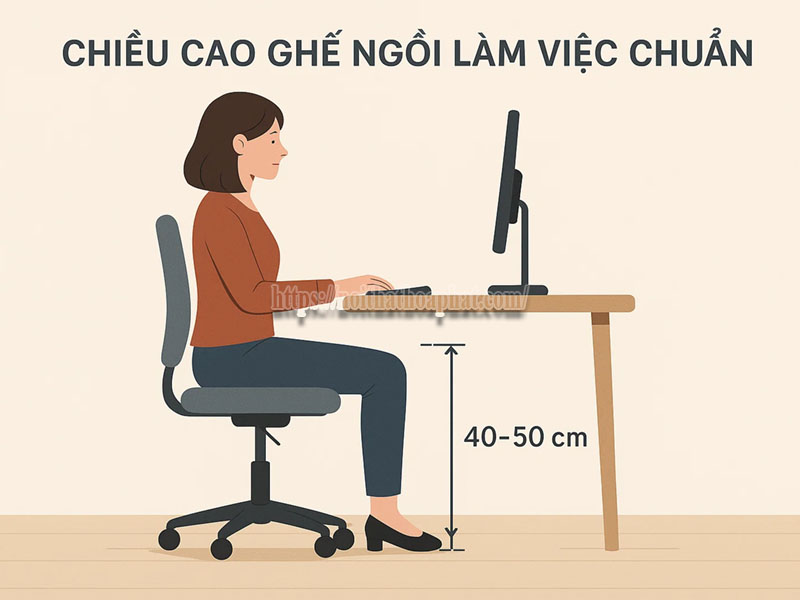 chiều cao ghế ngồi làm việc chuẩn