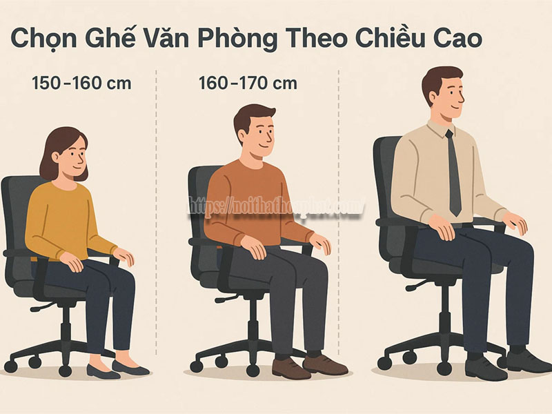 chọn ghế văn phòng theo chiều cao