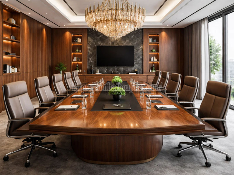 bàn họp gỗ Veneer sang trọng