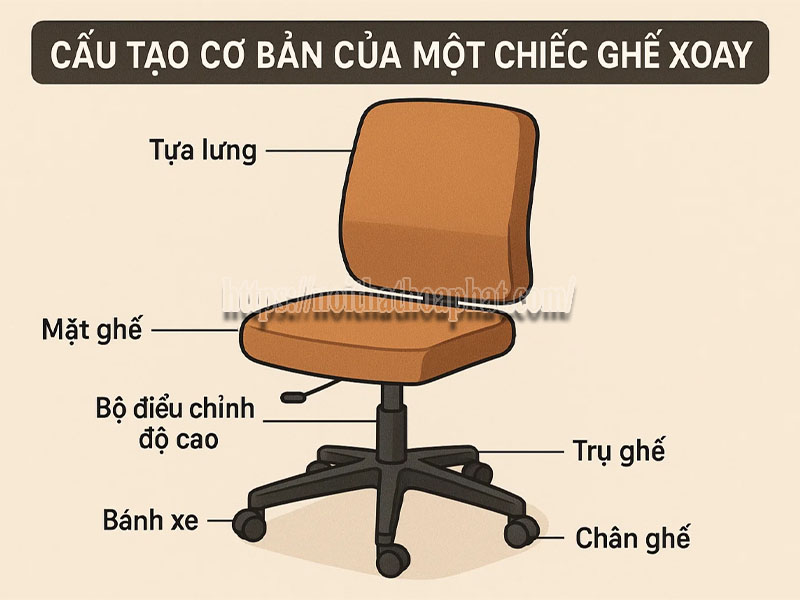cấu tạo cơ bản của một chiếc ghế xoay