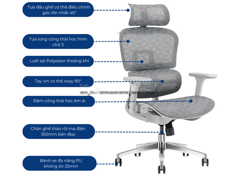 các bộ phận của ghế công thái học