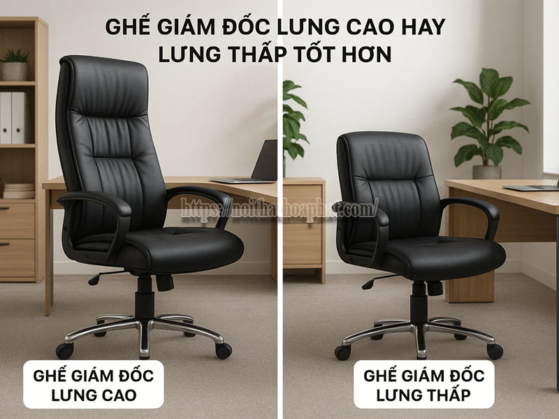 ghế giám đốc lưng cao hay lưng thấp tốt hơn