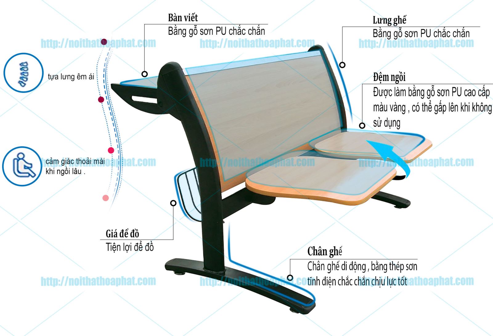 Ghế băng chờ 2 chỗ GPC05D-2