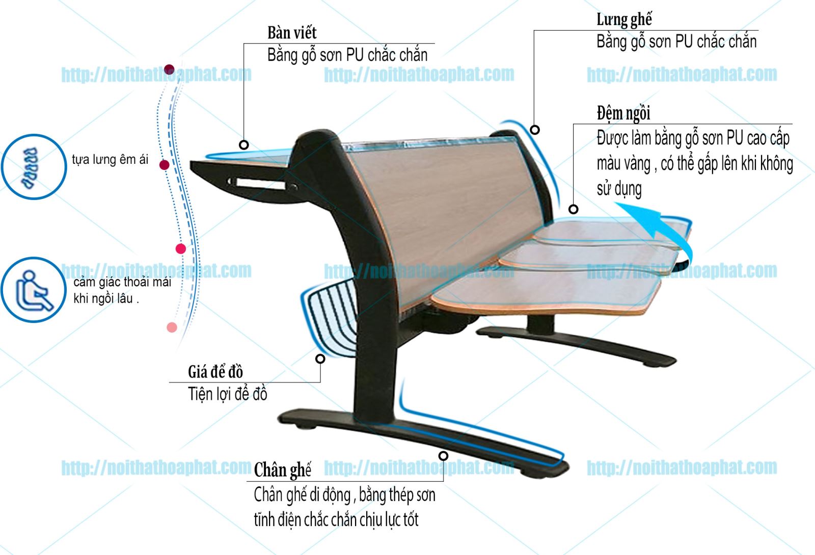 ghế băng chờ 3 chỗ GPC05D-3
