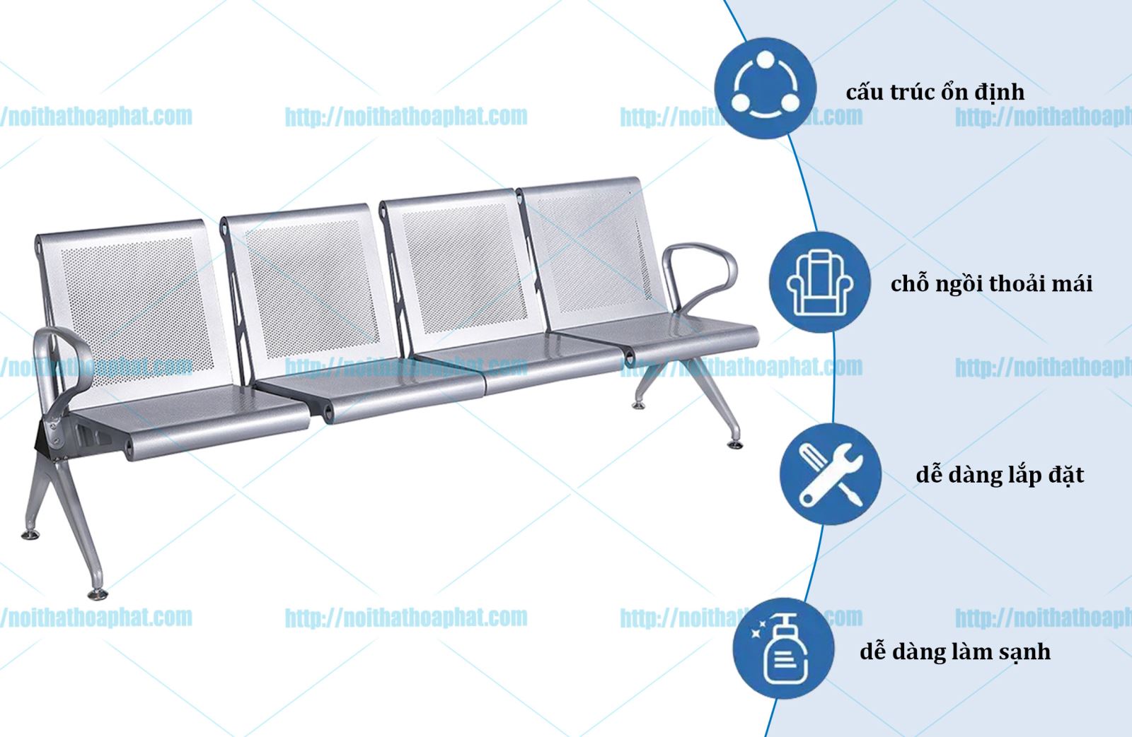Ghế băng chờ 4 chỗ GPC03-4