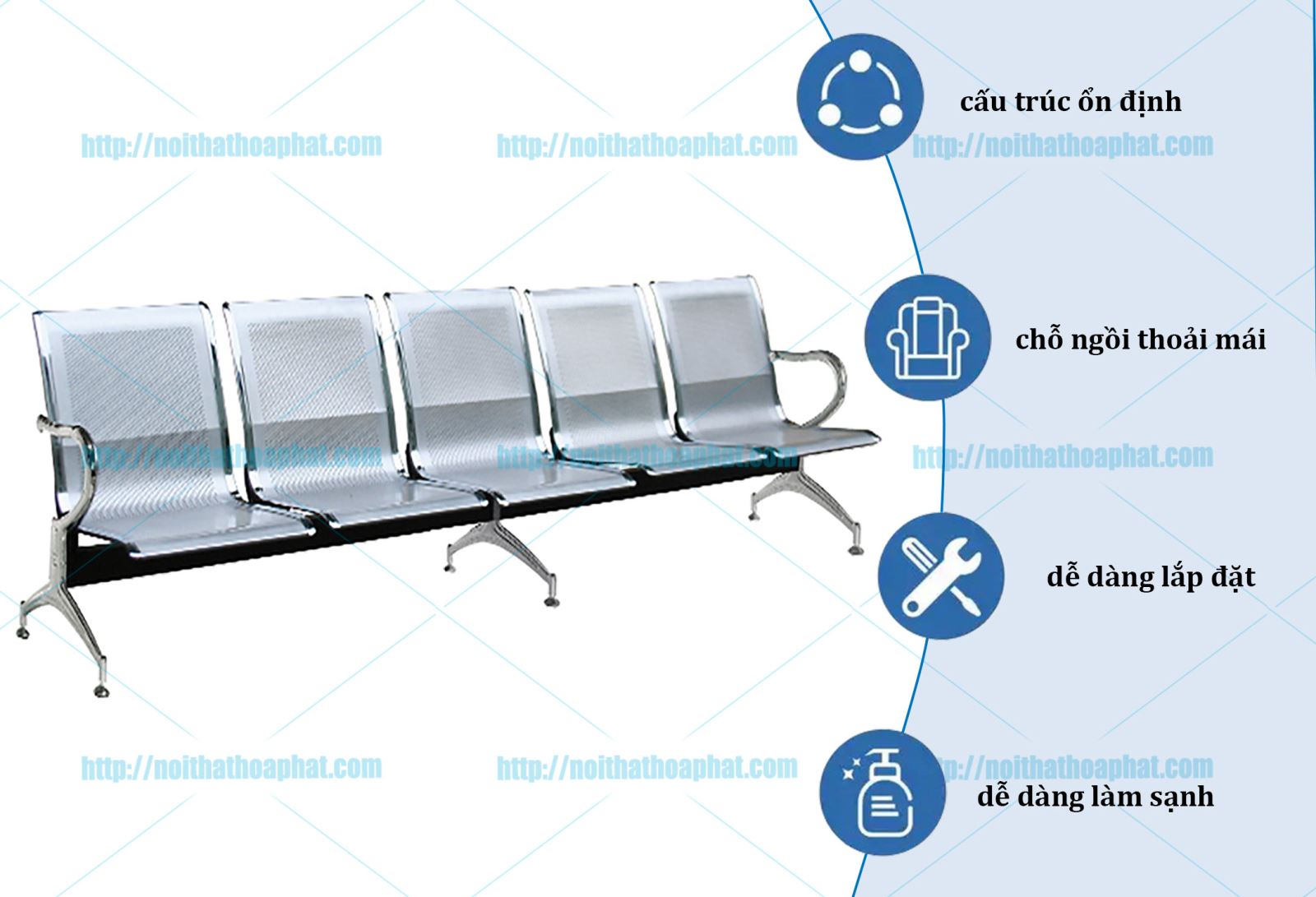 ghế băng chờ 5 chỗ GPC02-5