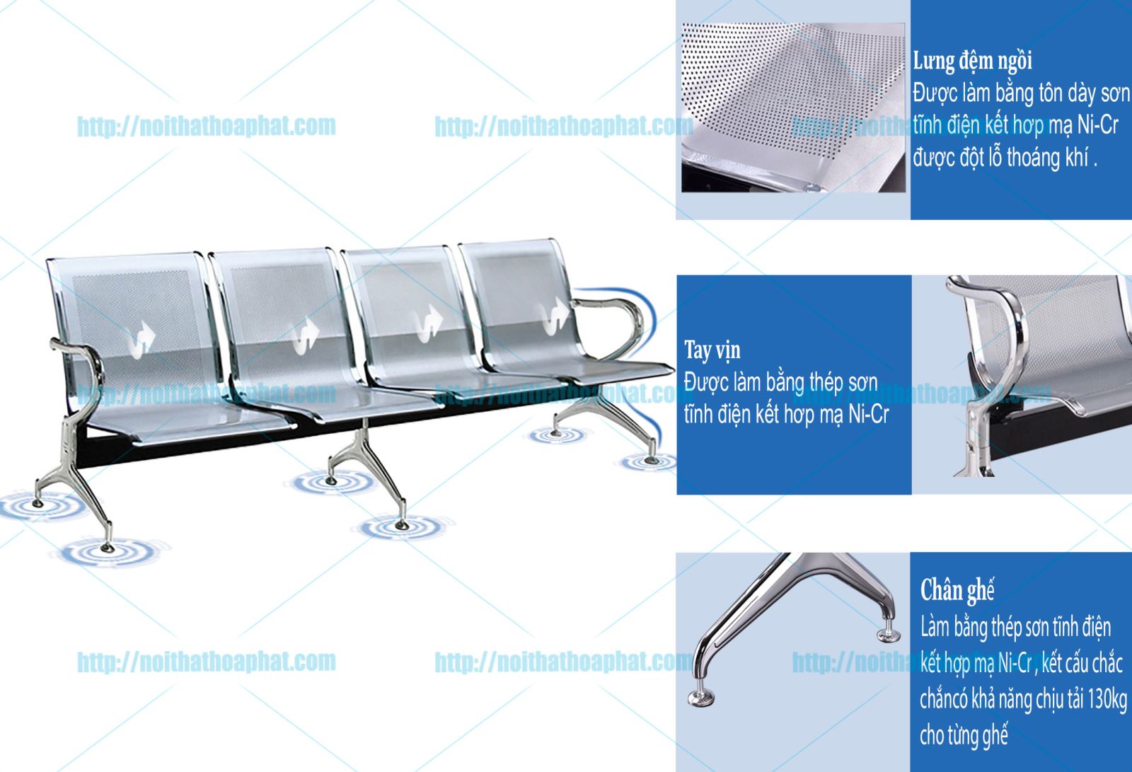 ghế băng chờ 4 chỗ Hòa Phát GPC02-4