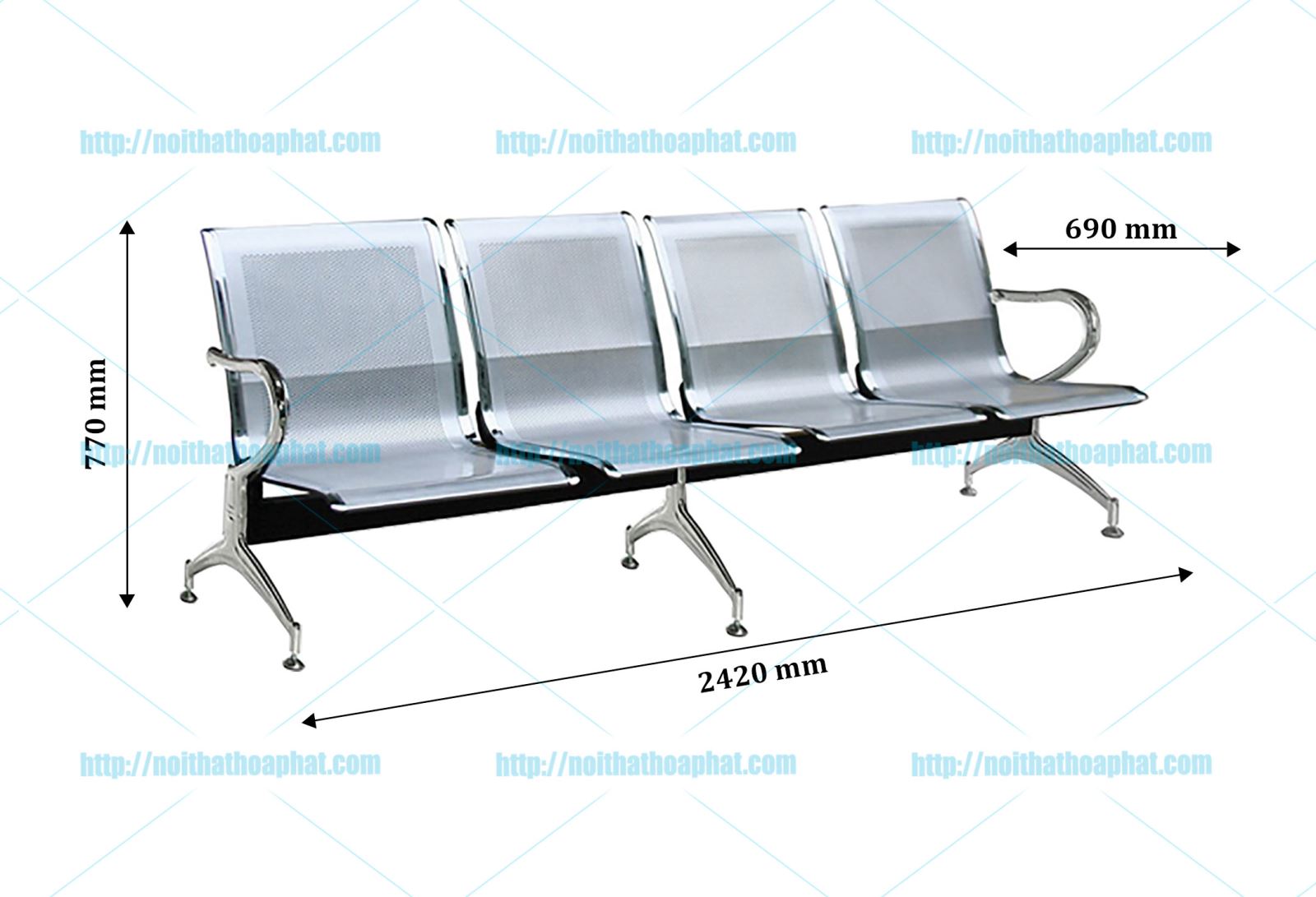 Kích thước ghế băng chờ Hòa Phát GPC02-4