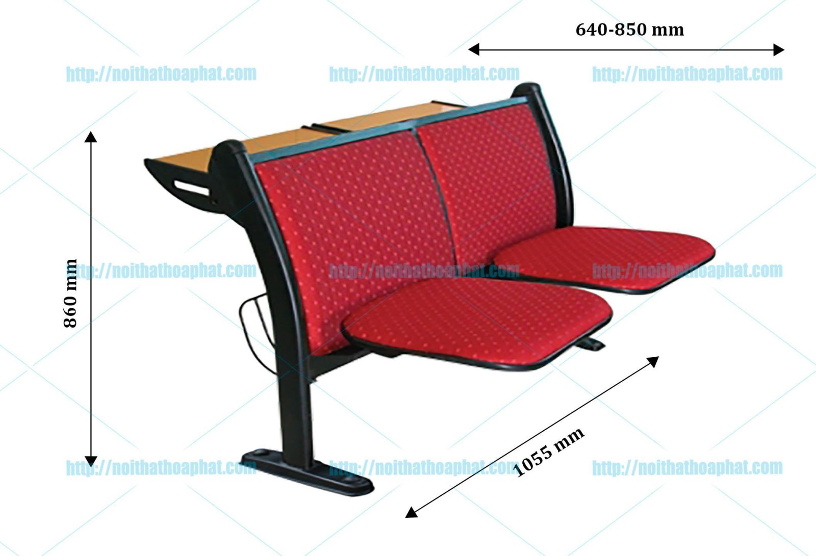 Kích thước Ghế phòng chờ GPC05N-2