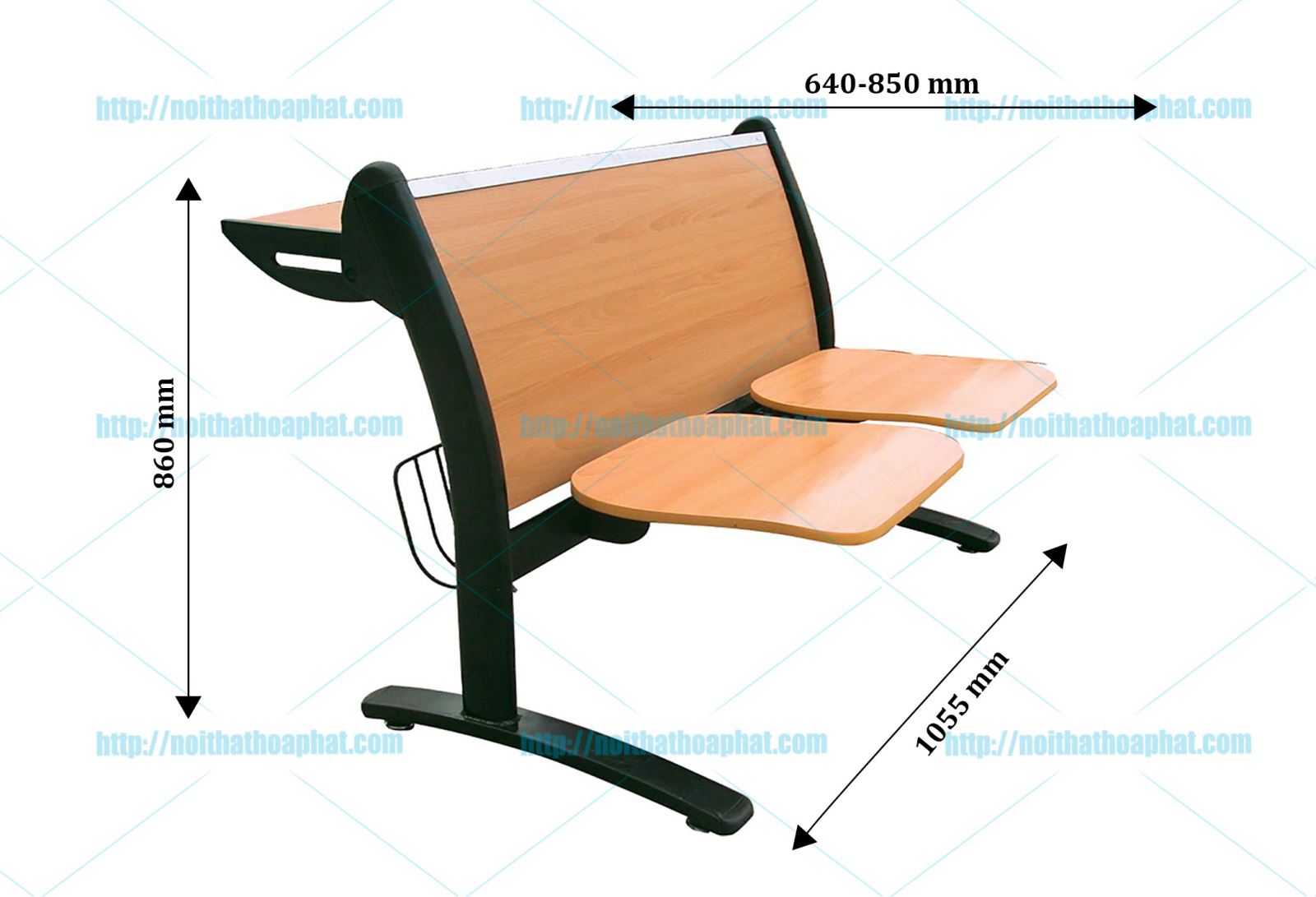 Kích thước ghế phòng chờ 2 chỗ GPC05D-2