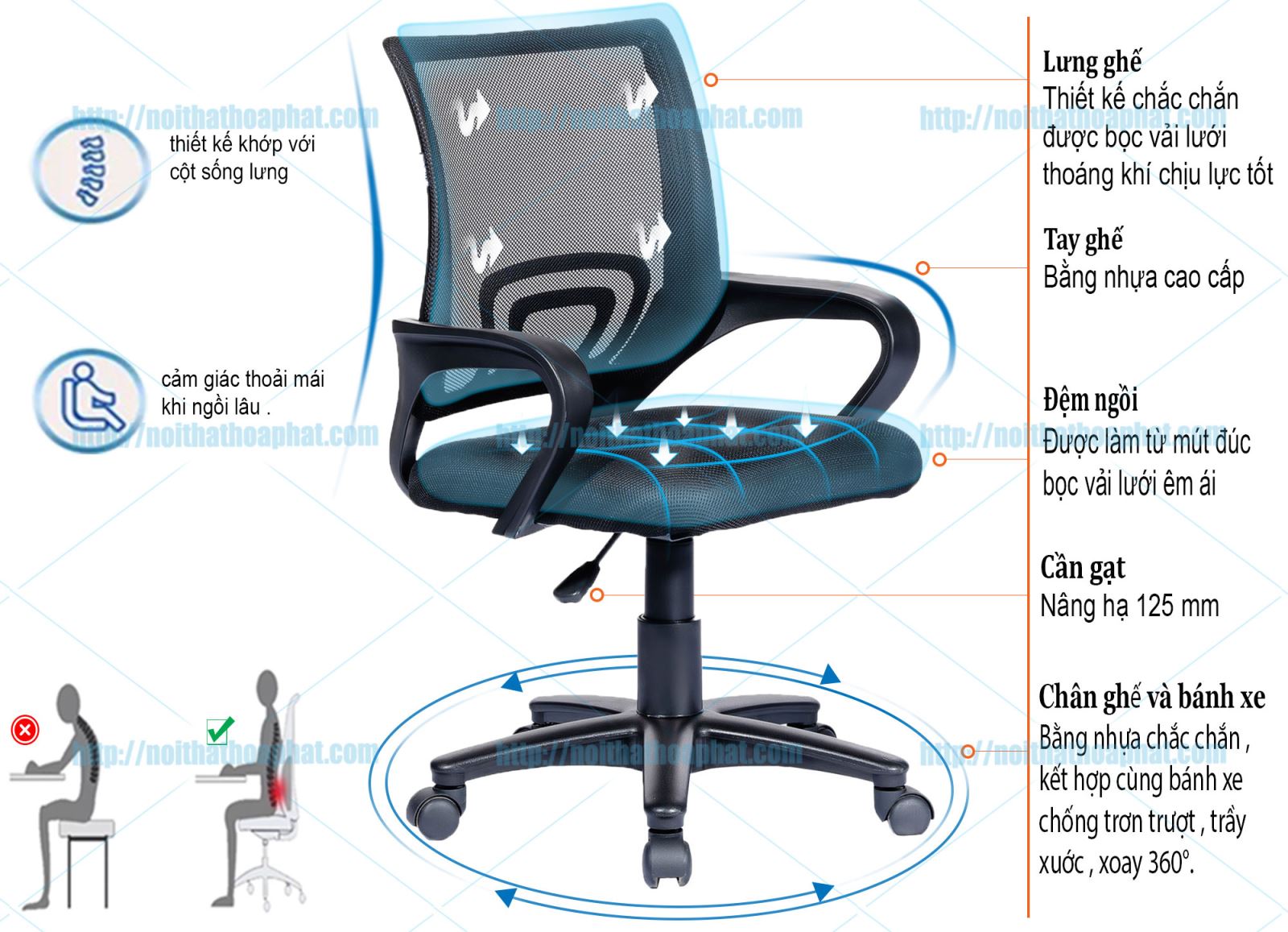 Ghế xoay lưới GL113R