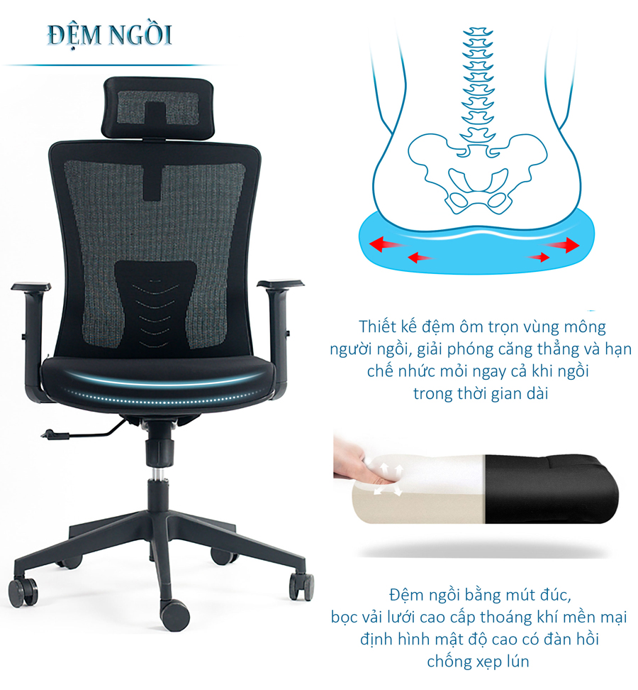 Đệm ngồi ghế lưới FMX804TD
