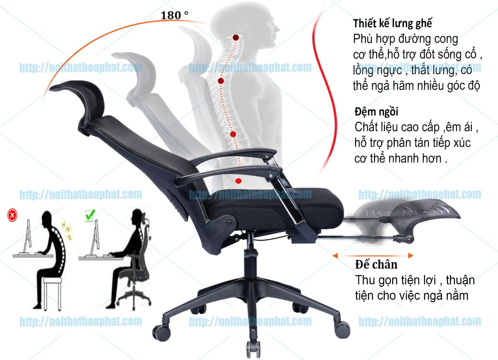 Ghế lưới có tựa đầu GL333