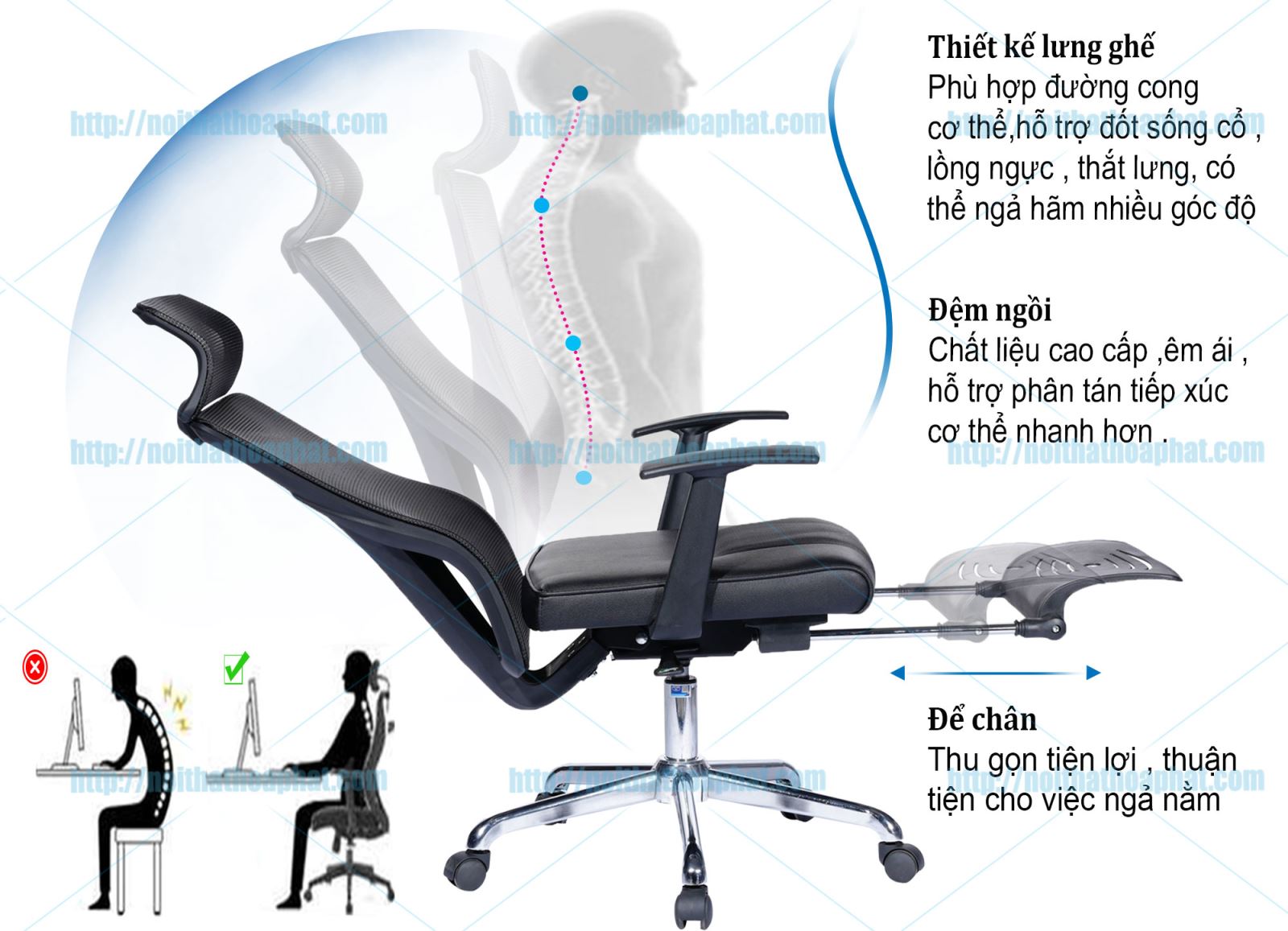 Ghế lưới có tựa đầu GL334