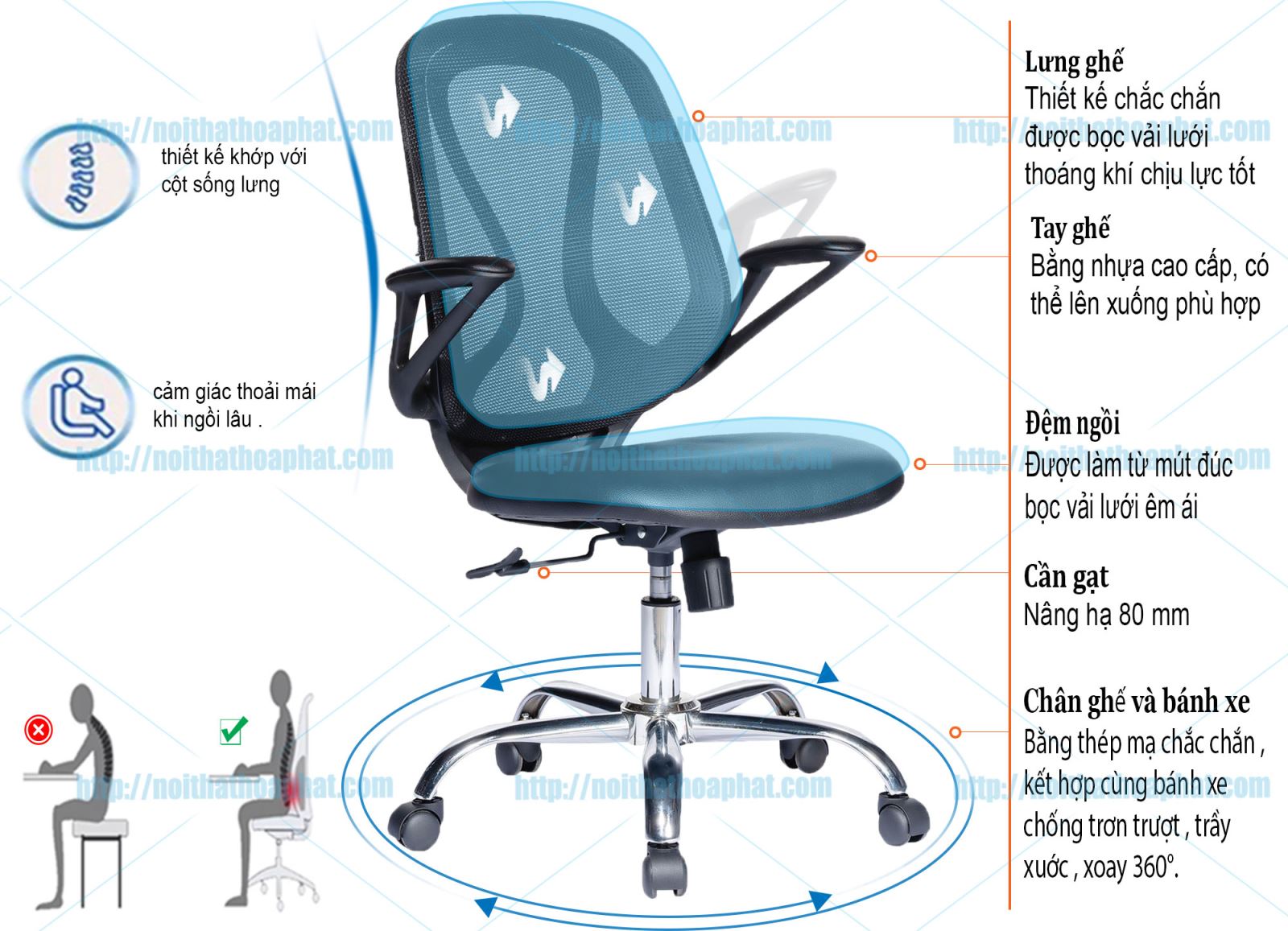 Ghế xoay lưới GL218