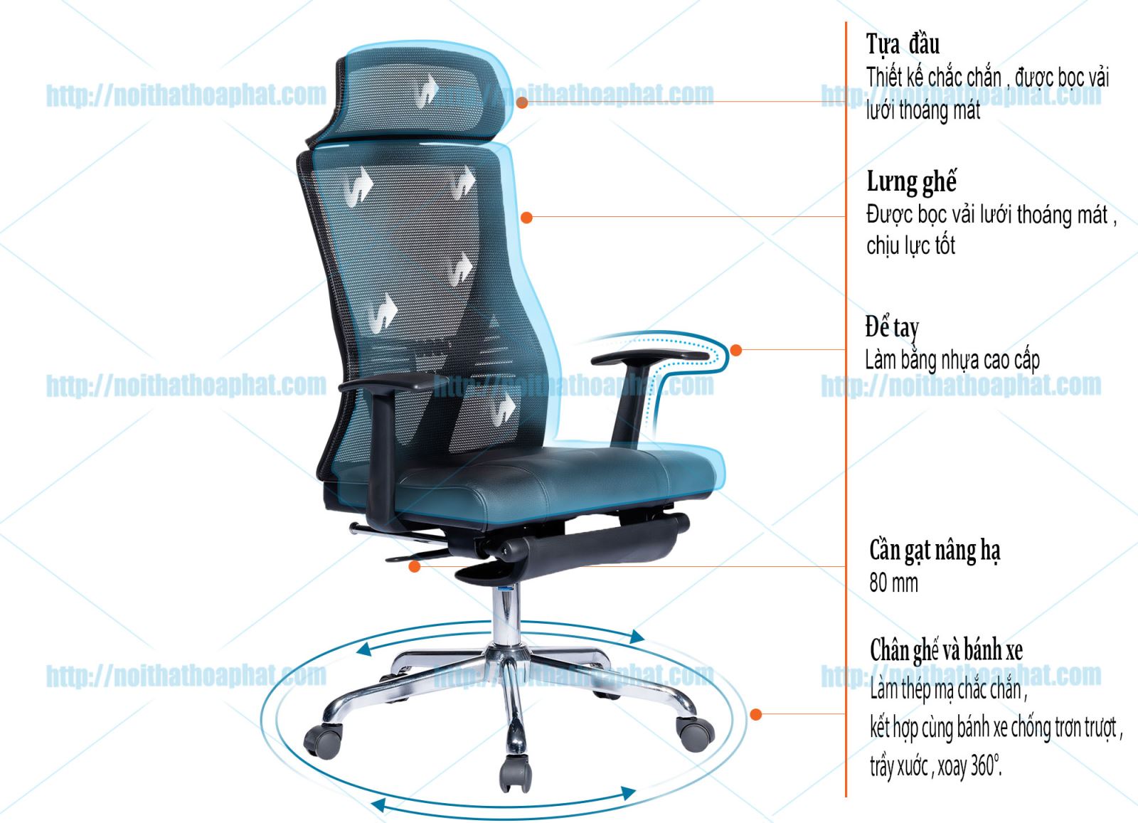 Ghế xoay lưới GL334