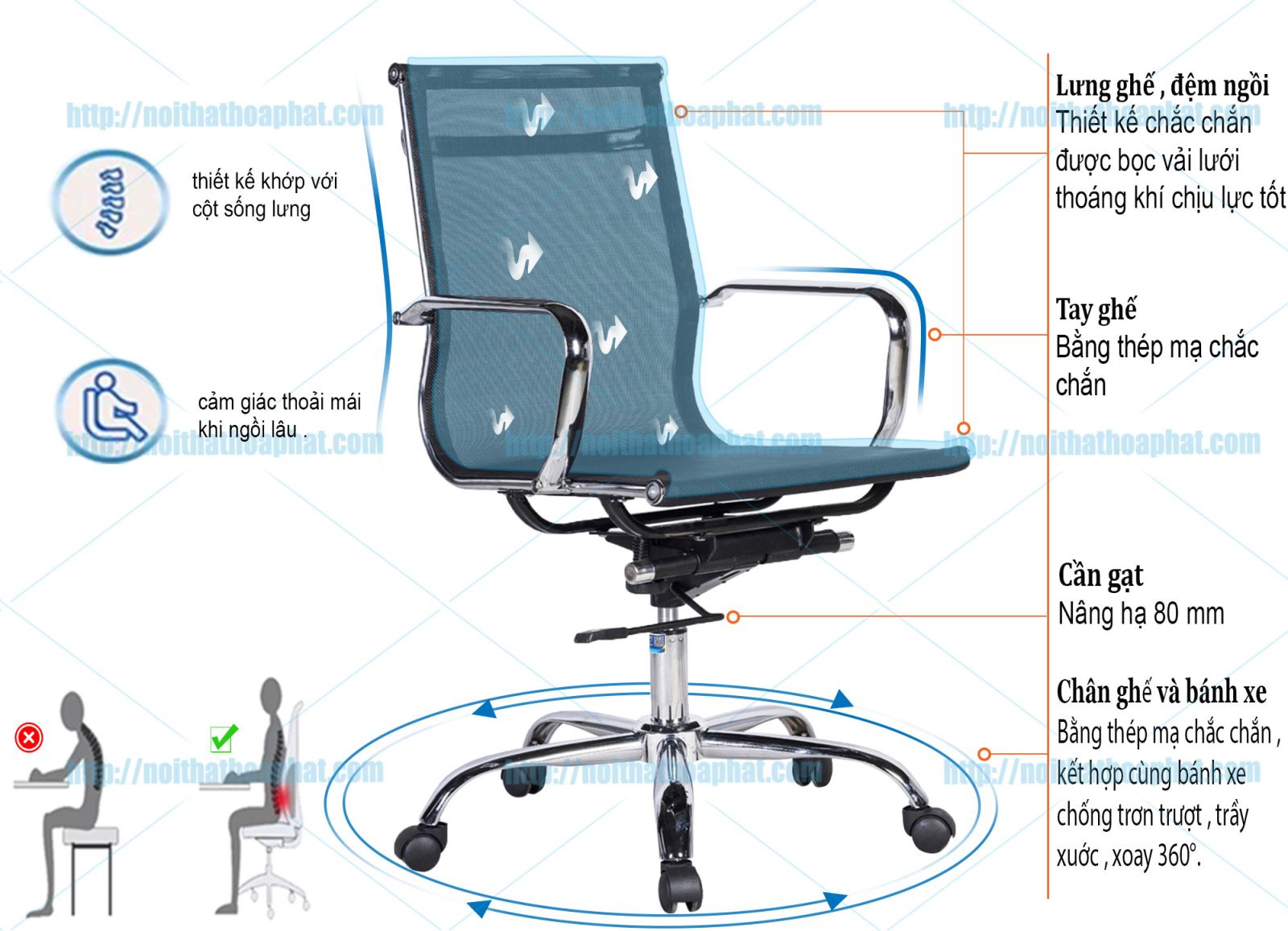 Ghế xoay lưới GL203