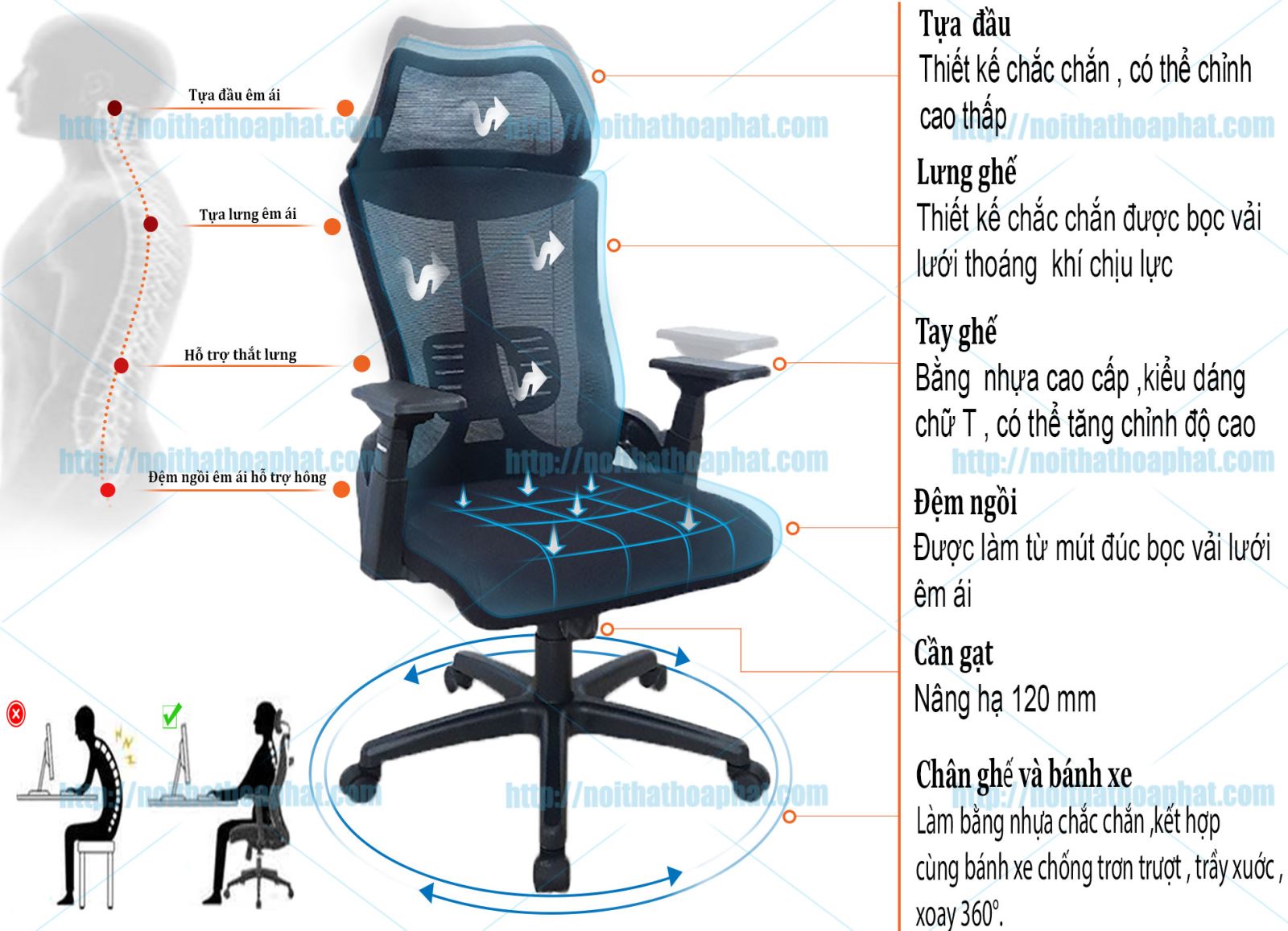 Ghế xoay lưới GL338