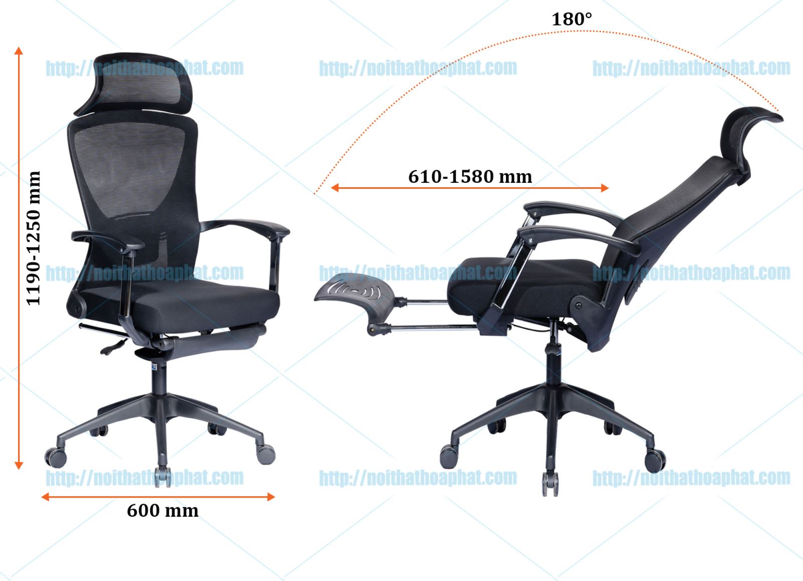 Kích thước ghế lưới GL333