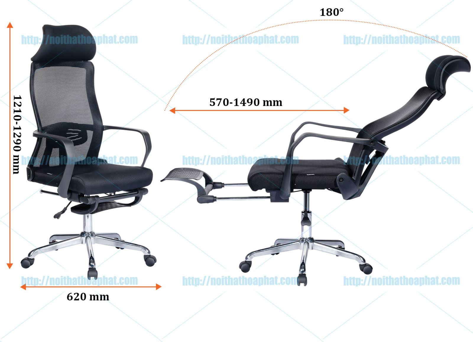 Kích thước ghế lưới GL336