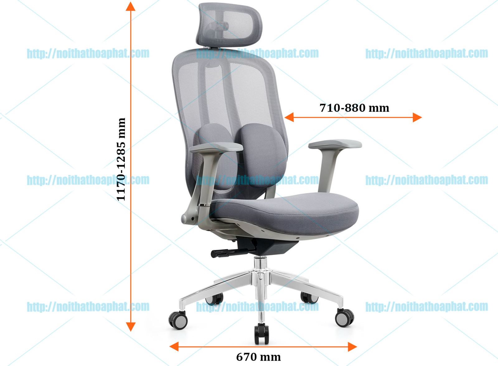 Kích thước ghế lưới GLE04-2