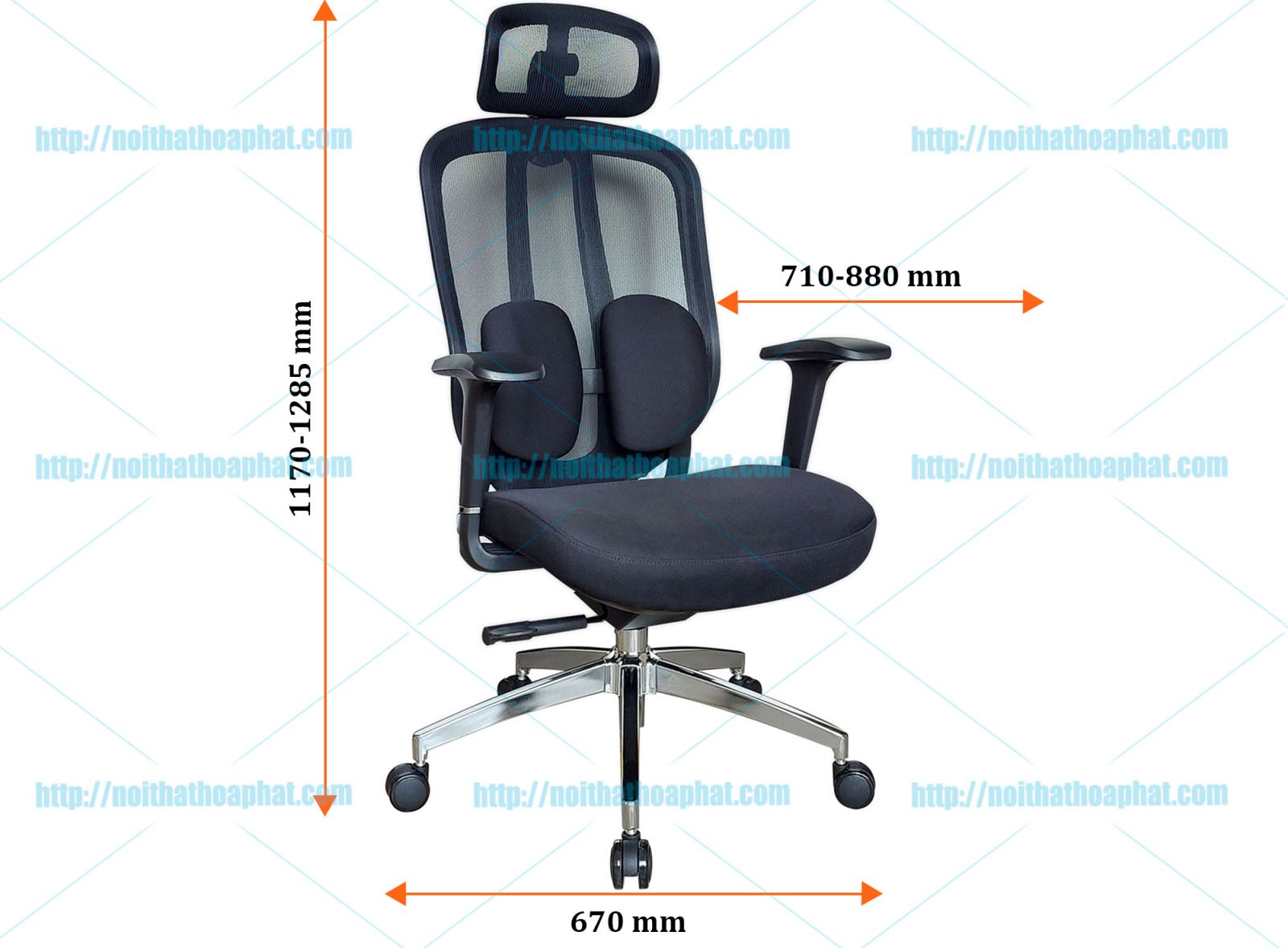 Kích thước ghế lưới GLE04-3