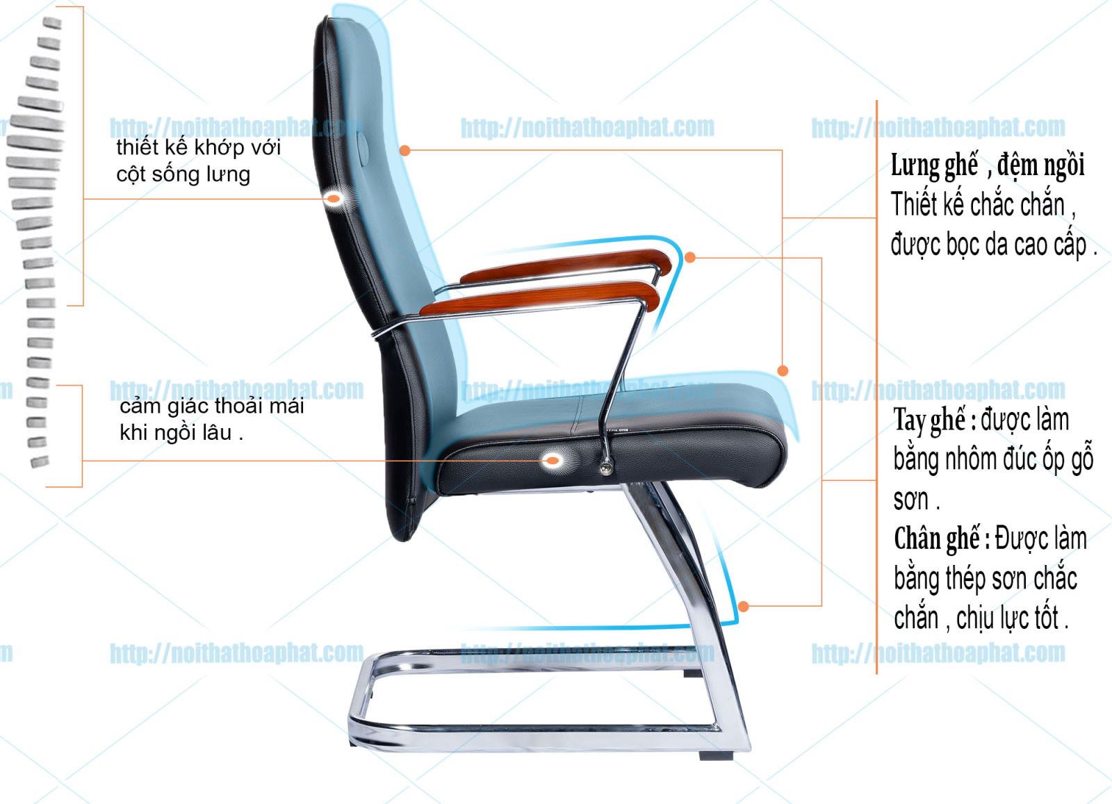 Ghế họp chân quỳ Hòa Phát SL607