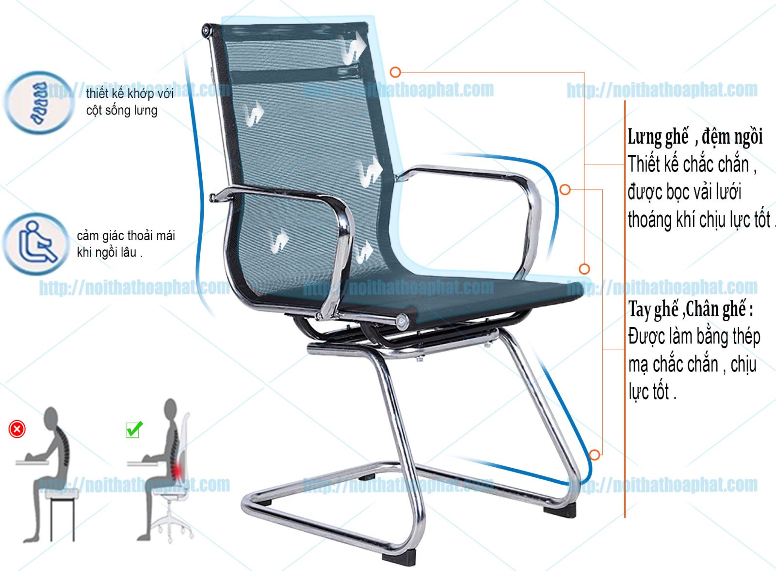 Ghế lưới chân quỳ GL403
