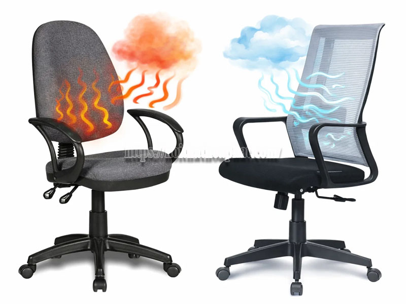 Ghế xoay nỉ và ghế xoay lưới loại nào thoáng khí hơn