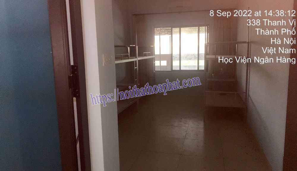 Hình ảnh thực tế giường tầng sắt GT40B ở Học Viện Ngân Hàng 