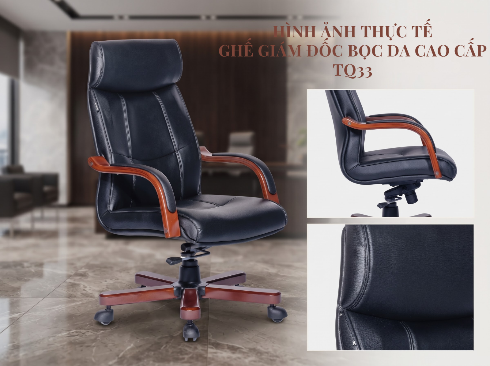 Hình Ảnh Thực Tế Ghế Giám Đốc Cao Cấp Hòa Phát TQ33 | Nội Thất Hòa Phát