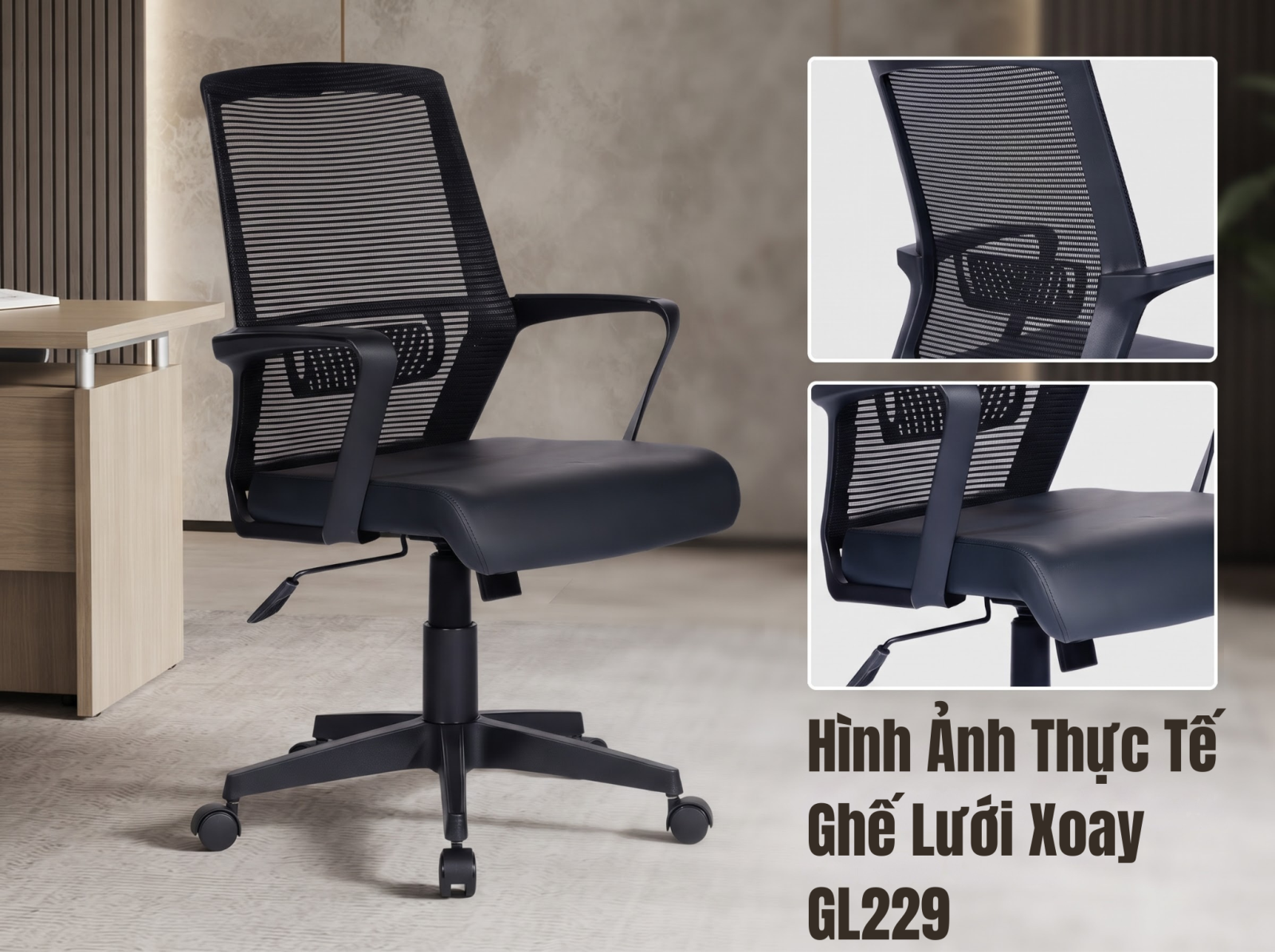 Hình Ảnh Thực Tế Ghế Lưới Văn Phòng Hòa Phát GL229 | Nội Thất Hòa Phát