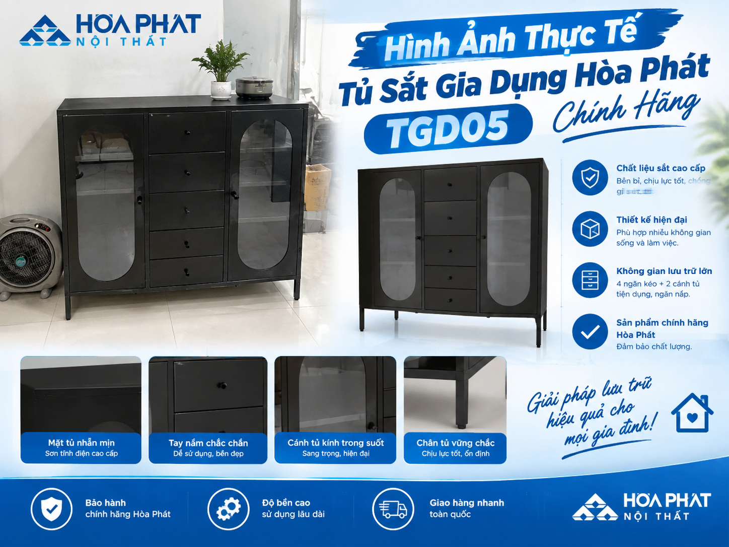 Hình Ảnh Thực Tế Tủ Sắt Gia Dụng Hòa Phát TGD05 Chính Hãng