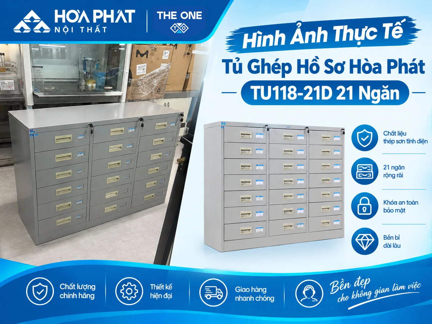 Hình Ảnh Thực Tế Tủ Sắt Sơn Tĩnh Điện TU118-21D 21 Ngăn