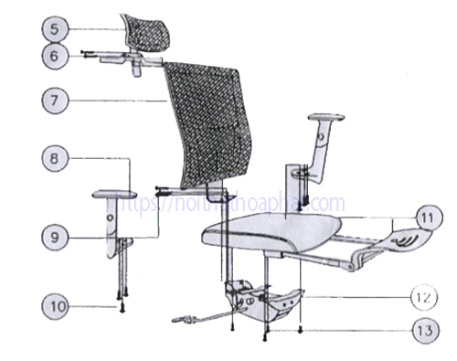 Hướng dẫn lắp đặt ghế lưới Hòa Phát GL327