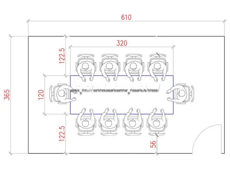kích thước bàn họp 10 người