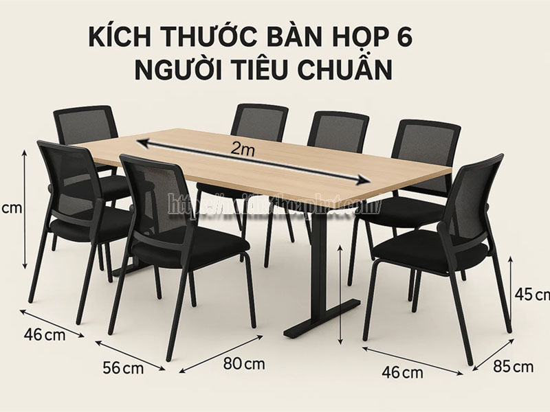 kích thước bàn họp 6 người