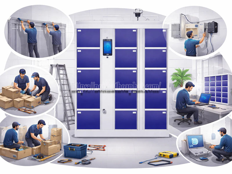 sơ đồ lắp đặt tủ locker thông minh