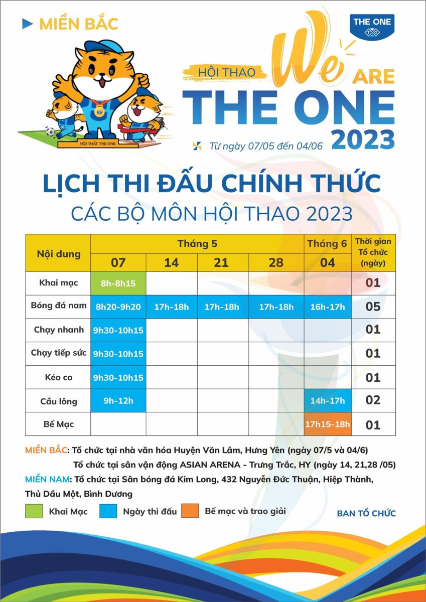 Lịch thi đấu các môn Hội thao WE ARE THE ONE 2023