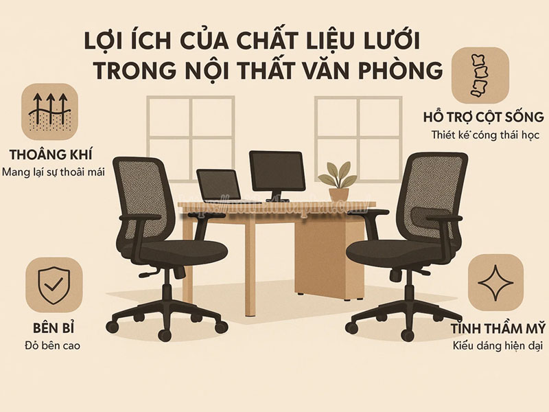 lợi ích của chất liệu lưới trong nội thất văn phòng