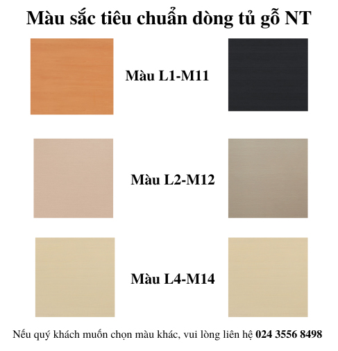 Màu sắc tiêu chuẩn của tủ gỗ NT1960