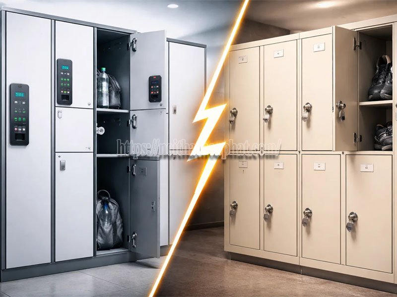 so sánh tủ locker điện tử và tủ cơ