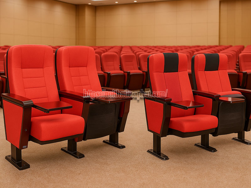 Nên chọn ghế hội trường chân sắt hay chân gỗ